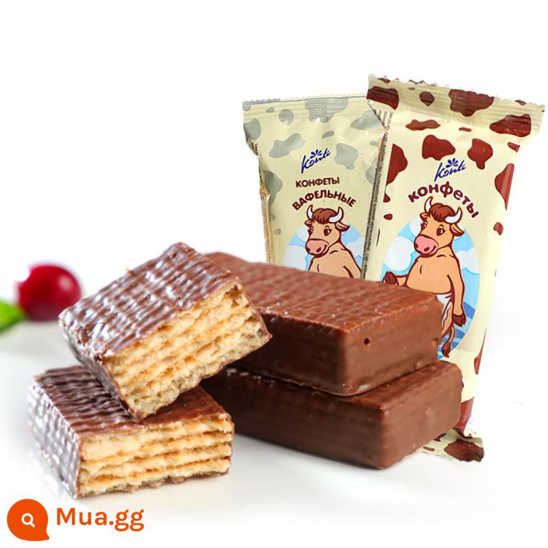 Nga nhập khẩu bánh quy wafer sô cô la con bò lớn số lượng lớn konti Kangji hiệu sữa zero food 500g - [Khoảng 20 miếng] Bánh xốp bò hỗn hợp hai hương vị 500g