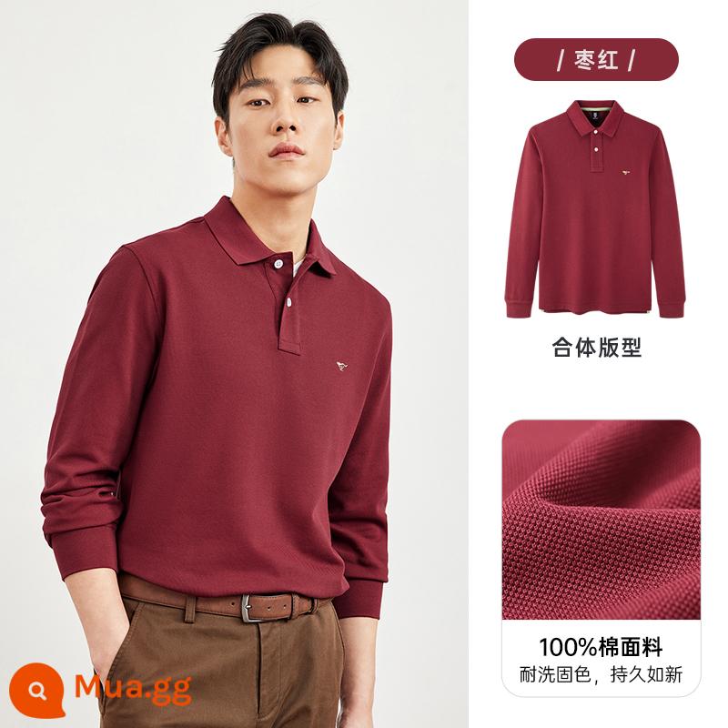 Bảy con sói cuộc sống sói dài tay Áo sơ mi nam mùa xuân và mùa thu cotton nguyên chất thoáng khí công việc bình thường nhiều màu T-shirt nam - 403 (màu hạt dẻ)