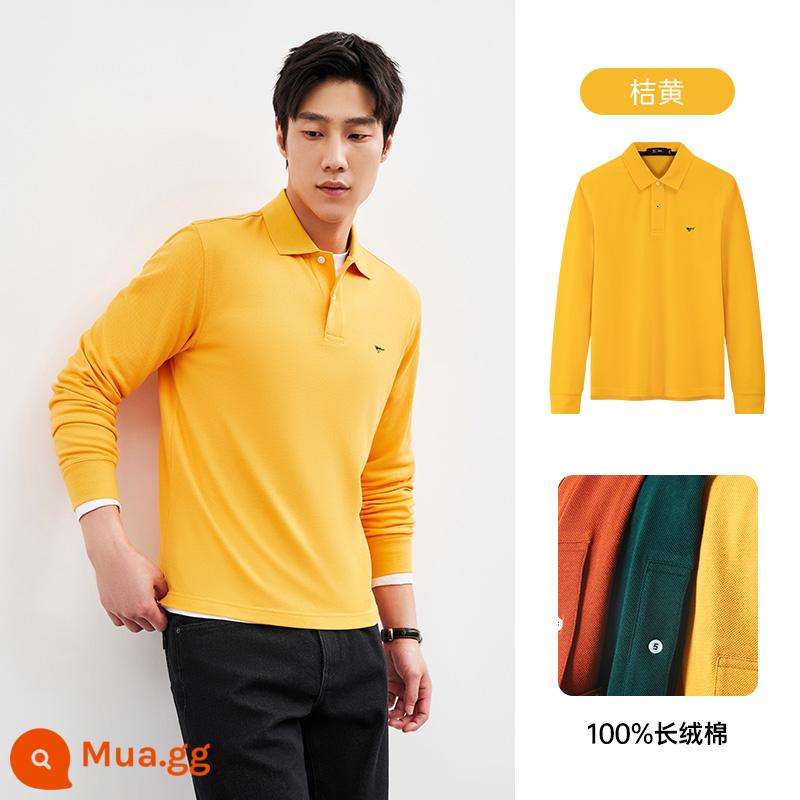 Bảy con sói cuộc sống sói dài tay Áo sơ mi nam mùa xuân và mùa thu cotton nguyên chất thoáng khí công việc bình thường nhiều màu T-shirt nam - 608(màu cam)