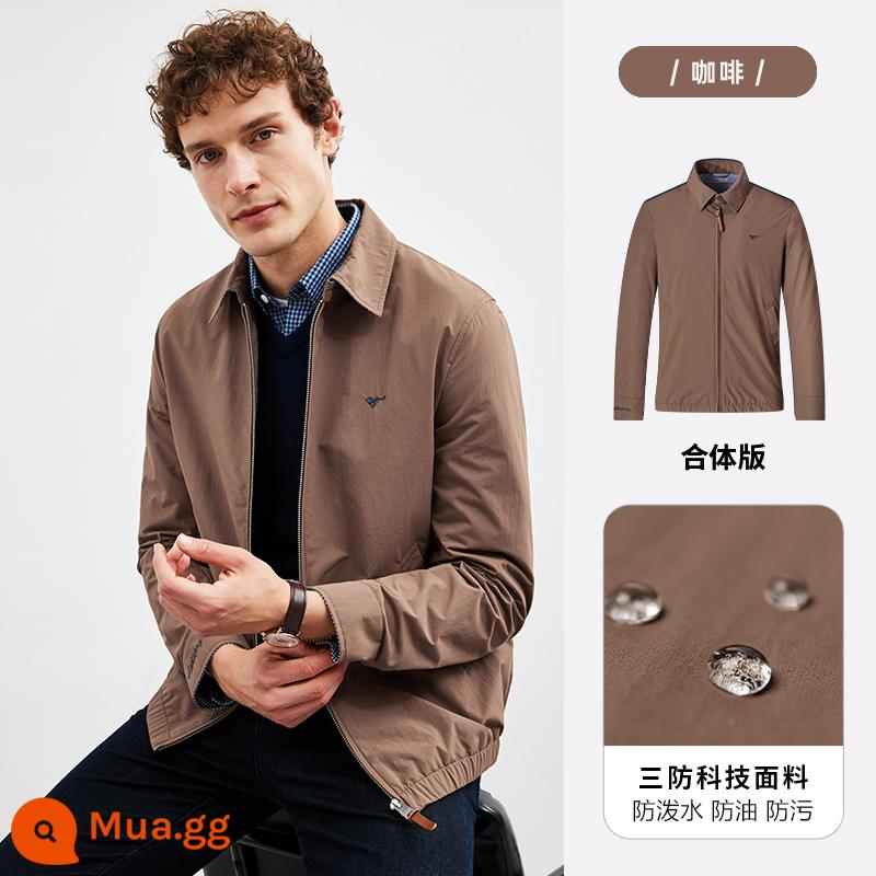 Seven Wolf Lapel Coach Jacket Men 2022 Autumn New Business Giải trí màu rắn Thin Anti -jackets - Áo khoác Coach 303(Cà phê)-1558