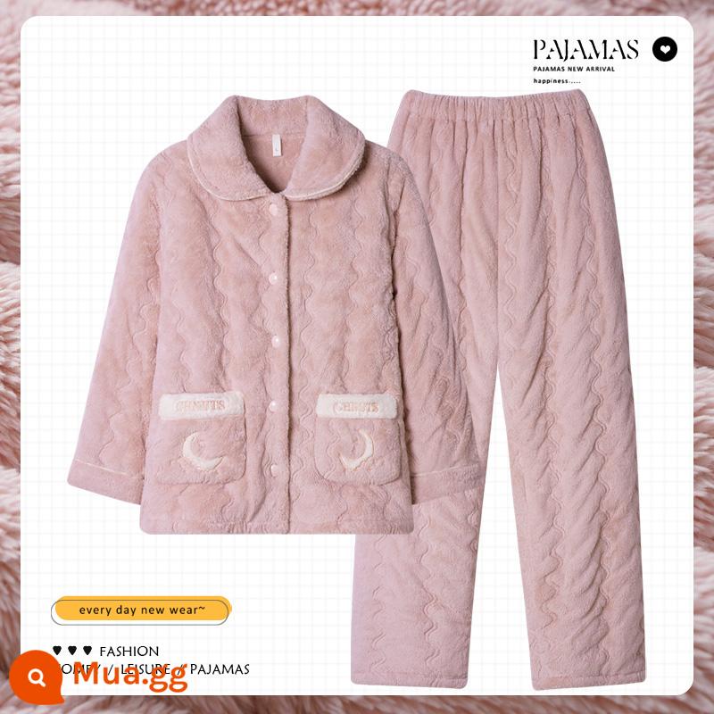 Nam Cực Người Mùa Đông Dày Nhung San Hô Shop Bộ Đồ Ngủ Cotton Nữ Size Lớn Mùa Đông Plus Nhung Mẹ Ở Nhà Quần Áo Cho Nữ - H-10007