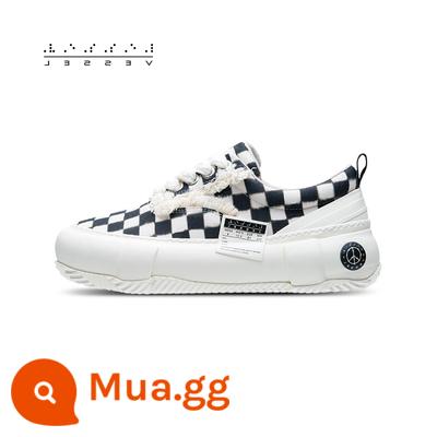 Chính hãng xvessel hidden style low-top open smile giày vải đế dày Wu Jianhao giày marshmallow đôi cùng phong cách - Bàn cờ [Giao hàng nhanh trong ngày]