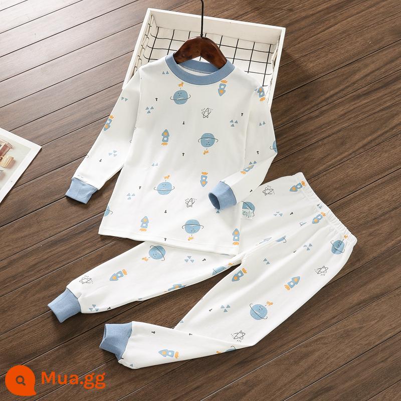 Bộ đồ lót trẻ em Little Qinglong cotton nguyên chất quần áo mùa thu quần vệ sinh bé trai và bé gái cotton vừa và lớn áo len cotton ấm áp cho trẻ em - không gian xanh