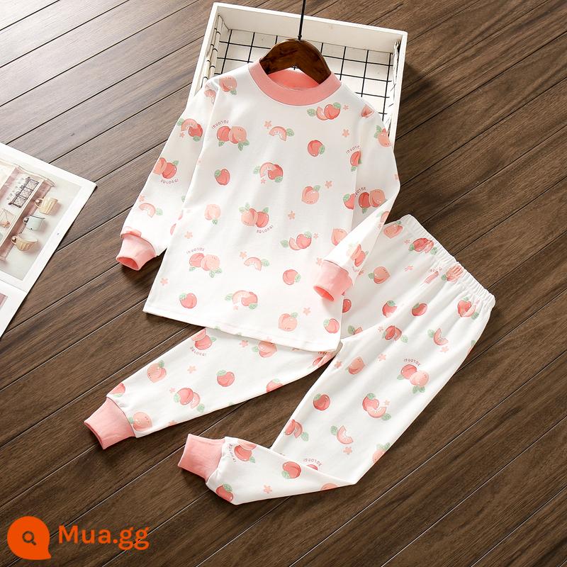 Bộ đồ lót trẻ em Little Qinglong cotton nguyên chất quần áo mùa thu quần vệ sinh bé trai và bé gái cotton vừa và lớn áo len cotton ấm áp cho trẻ em - đào hồng