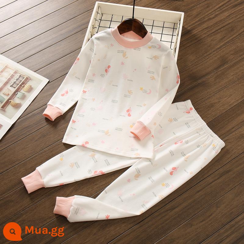 Bộ đồ lót trẻ em Little Qinglong cotton nguyên chất quần áo mùa thu quần vệ sinh bé trai và bé gái cotton vừa và lớn áo len cotton ấm áp cho trẻ em - bong bóng hồng