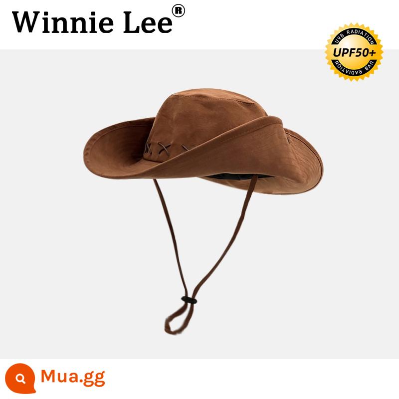 Winnie Lee Retro Mũ Cao Bồi Miền Tây Nữ Mùa Hè Ngoài Trời Mũ Chống Nắng Leo Núi Hiệp Sĩ Tấm Che Nắng Du Lịch Mặc - nâu