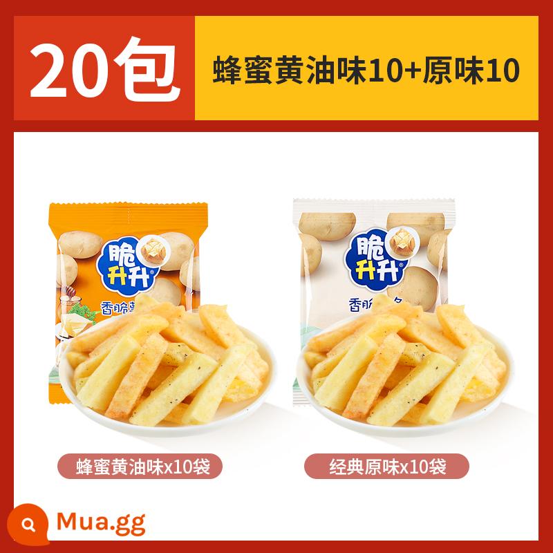 Mật ong Shengsheng giòn Kem Khoai tây chiên giòn Hương vị nguyên bản 50 gói Fresh Cut Crispy Raw Net Red Snacks Snacks Snacks - [Bán Chạy 20 Gói] Hương Kem Mật Ong 10 Gói + Hương Vị Nguyên Bản 10 Gói