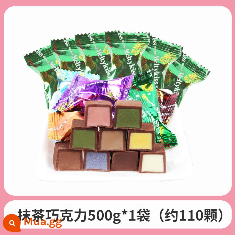 meiji Meiji Sô cô la Snow Kiss Sandwich Sôcôla Hỗn hợp Kẹo nhiều hương vị Số lượng lớn Lễ hội mùa xuân Đồ ăn nhẹ Bán buôn - Sôcôla Matcha 500g*1 túi (khoảng 110 miếng)