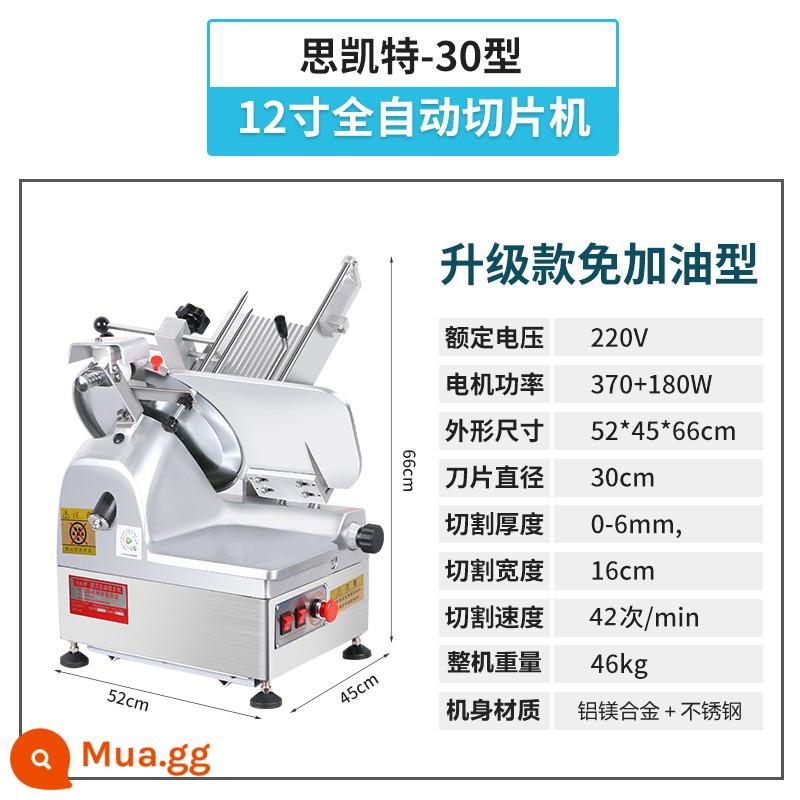 Máy thái thịt đông lạnh tự động mỡ thịt bò và thịt cừu cuộn chín máy thái thịt nướng cửa hàng lẩu máy bào thịt điện - Loại 30-2 lưỡi 12 inch nhập khẩu từ Đức, hoàn toàn tự động có công tắc dừng khẩn cấp và không cần đổ xăng