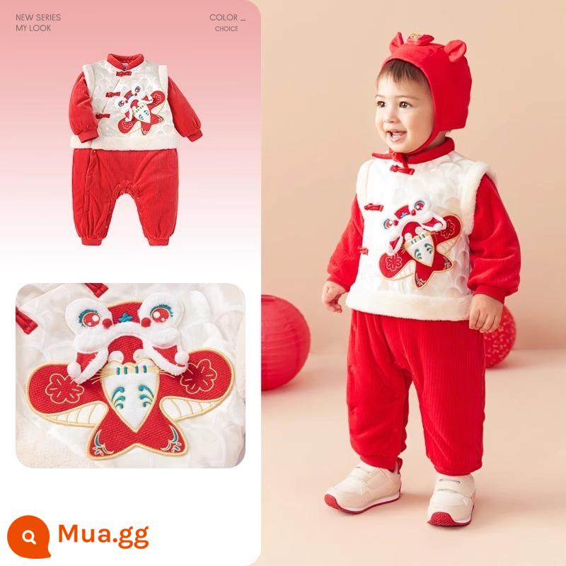 Balabala bé trang jumpsuit bé bông romper shop trẻ em áo khoác bông mùa đông 2022 mới quần áo trẻ em dày dặn - Diều giấy trắng hình lưỡi liềm-208124120201