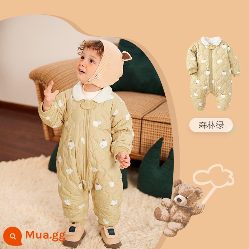 Balabala bé trang jumpsuit bé bông romper shop trẻ em áo khoác bông mùa đông 2022 mới quần áo trẻ em dày dặn - Tông xanh 00344