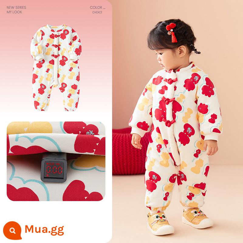 Balabala bé trang jumpsuit bé bông romper shop trẻ em áo khoác bông mùa đông 2022 mới quần áo trẻ em dày dặn - Ji Yubai [Xu hướng quốc gia mới-Tangfululu] 208124120202