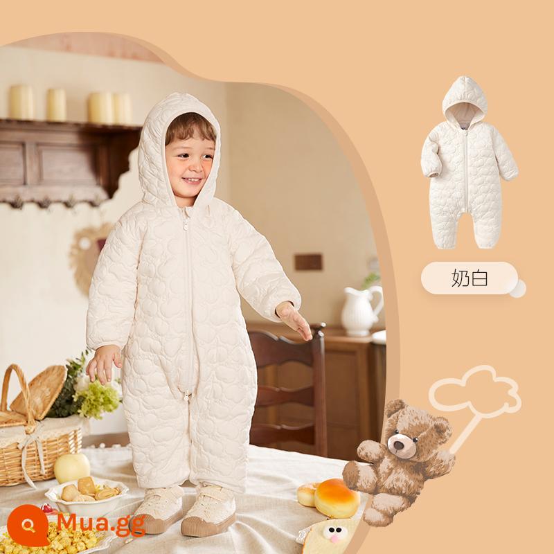 Balabala bé trang jumpsuit bé bông romper shop trẻ em áo khoác bông mùa đông 2022 mới quần áo trẻ em dày dặn - Sữa trắng 10503-208422120208