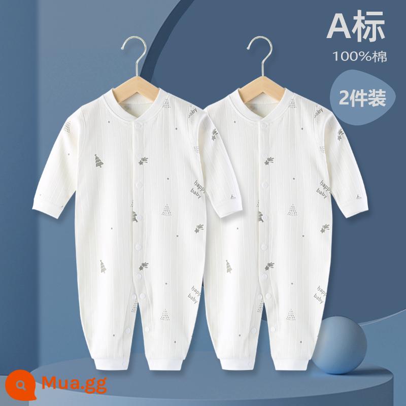 Áo Liền Quần Cho Bé Quần Áo Sơ Sinh Bộ Đồ Ngủ Cotton Thu Xuân Phù Hợp Với Nam Nữ Cho Bé Quần Áo Mùa Thu Quần Áo Liền Quần Liền Quần - Trắng + Trắng (Xuân Thu)