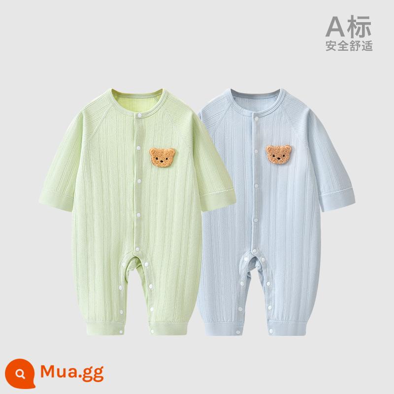 Áo Liền Quần Cho Bé Quần Áo Sơ Sinh Bộ Đồ Ngủ Cotton Thu Xuân Phù Hợp Với Nam Nữ Cho Bé Quần Áo Mùa Thu Quần Áo Liền Quần Liền Quần - Xanh + Xanh lam (Mùa xuân và mùa thu)