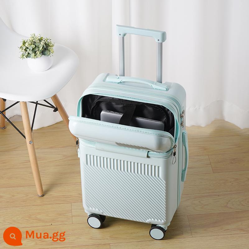 Hành lý mở phía trước mạnh mẽ và bền chắc cho phụ nữ vali xe đẩy nhẹ lên máy bay 20 inch vali 24 vali bé trai - Màu xanh da trời [tấm dày nâng cấp]