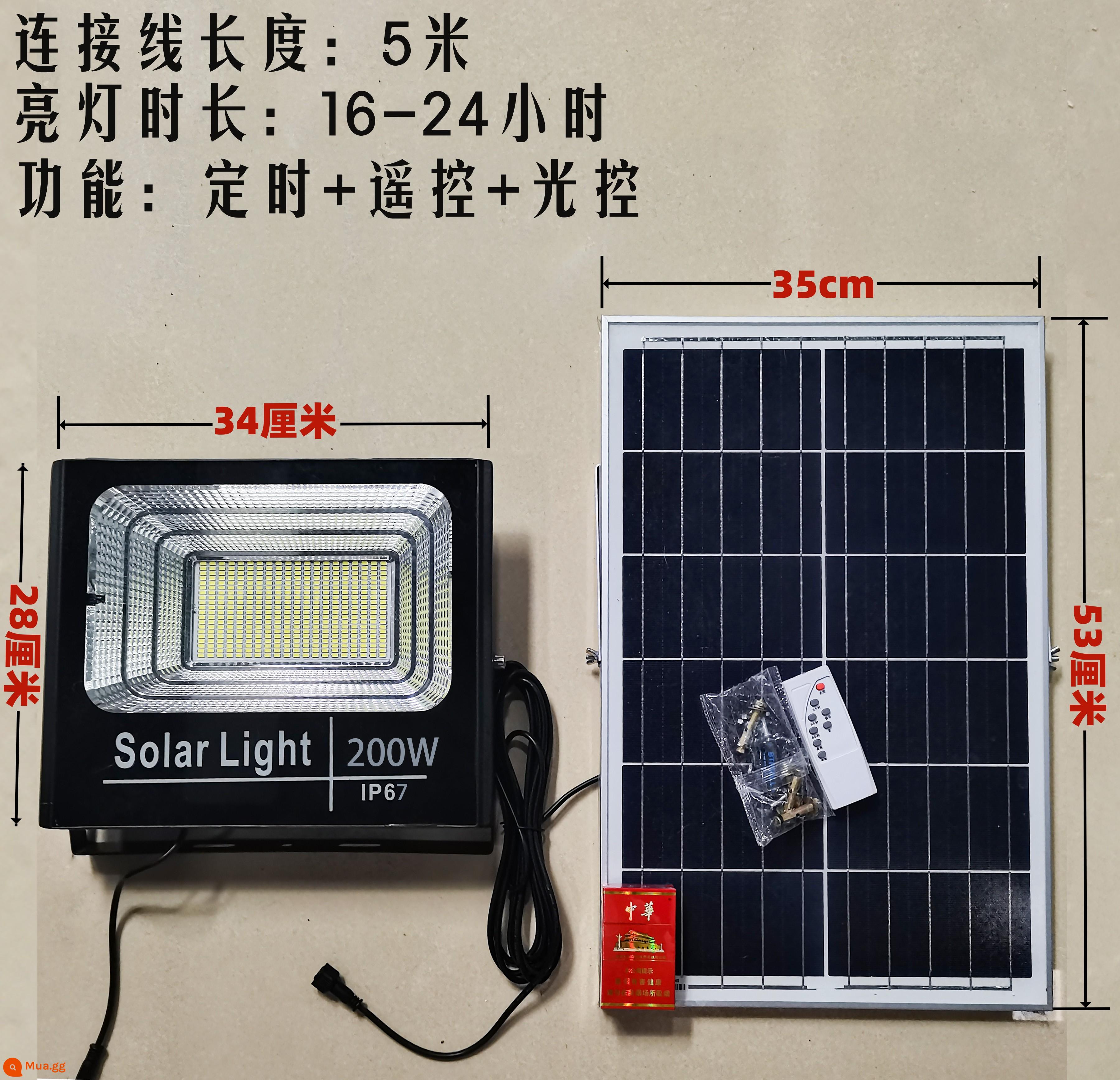 Năng Lượng Mặt Trời Mới Đèn Ngoài Trời Sân Vườn Nhà Chiếu Sáng Trong Nhà Công Suất Cao Mới Chống Nước Siêu Sáng Hai Mảnh Đèn Đường - Model nhôm 200W (tiêu chuẩn ngang hàng 2000W)