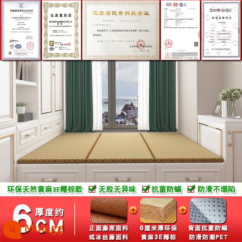 Chiếu tatami phong cách Nhật Bản, chiếu tatami tùy chỉnh, thảm cọ dừa, nệm trải sàn, chiếu tatami nhà, chiếu tatami, chiếu tùy chỉnh - Dày 6,0cm đay thân thiện với môi trường 3E dừa/mét vuông