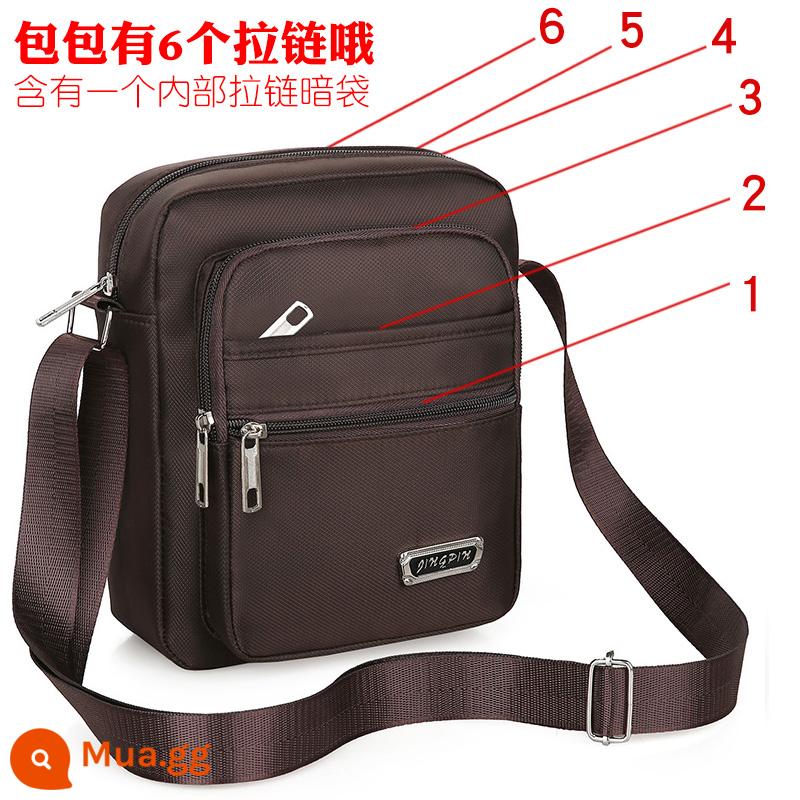 Túi nam bình thường là túi đeo vai bình thường Oxford Vải nhỏ Backpack Túi nam Túi Bag Tay Tay -Lifting Business Wave - [Nâng cấp sáu kéo] + [YZ3519 nâu đậm]