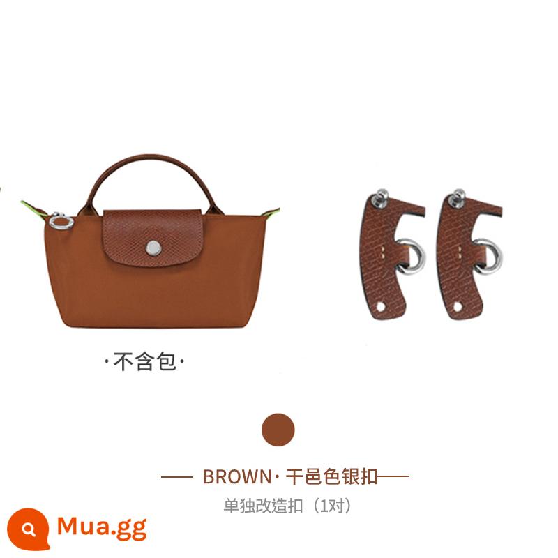 Xưởng thủ công LONGCHAMP chuyển đổi túi mini không cần đục lỗ túi bánh bao nhỏ có dây đeo vai Túi Messenger với phụ kiện mua một lần - Khóa bạc Cognac [bán riêng] 1 cặp không đục lỗ