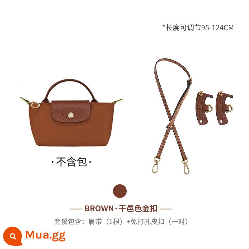 Xưởng thủ công LONGCHAMP chuyển đổi túi mini không cần đục lỗ túi bánh bao nhỏ có dây đeo vai Túi Messenger với phụ kiện mua một lần - (Vàng Cognac) dây đeo vai + gói [không đục lỗ] [phương pháp đeo chéo]