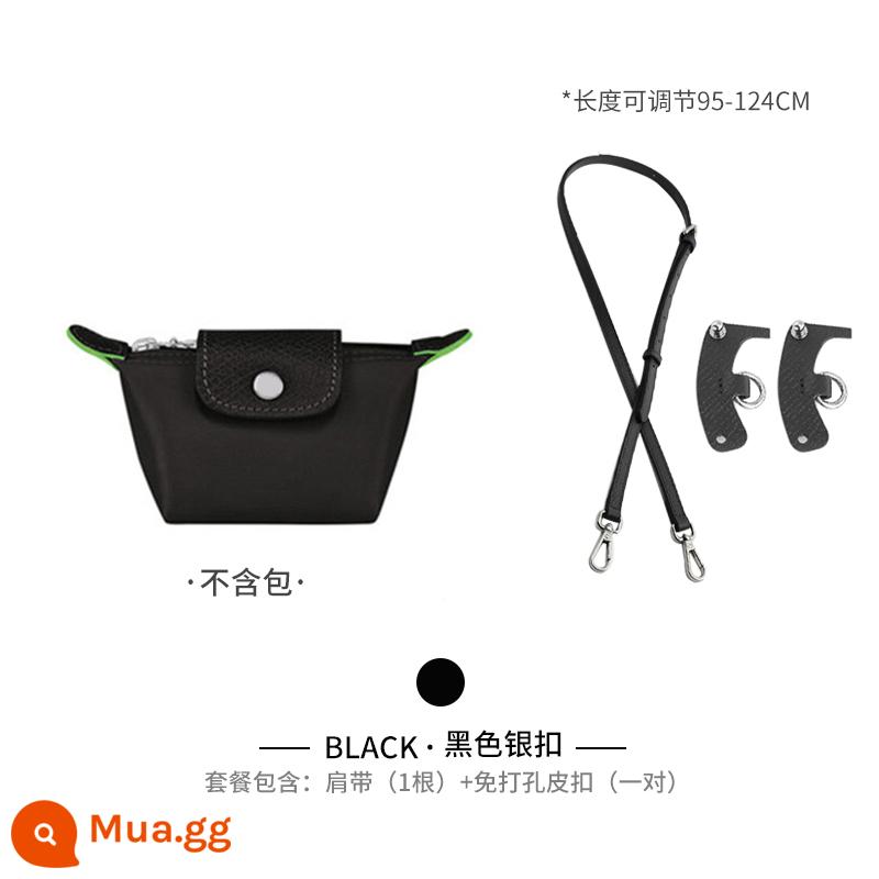 Xưởng thủ công LONGCHAMP chuyển đổi túi mini không cần đục lỗ túi bánh bao nhỏ có dây đeo vai Túi Messenger với phụ kiện mua một lần - (Khóa đen và bạc) dây đeo vai + gói [không đục lỗ] [phương pháp đeo chéo]