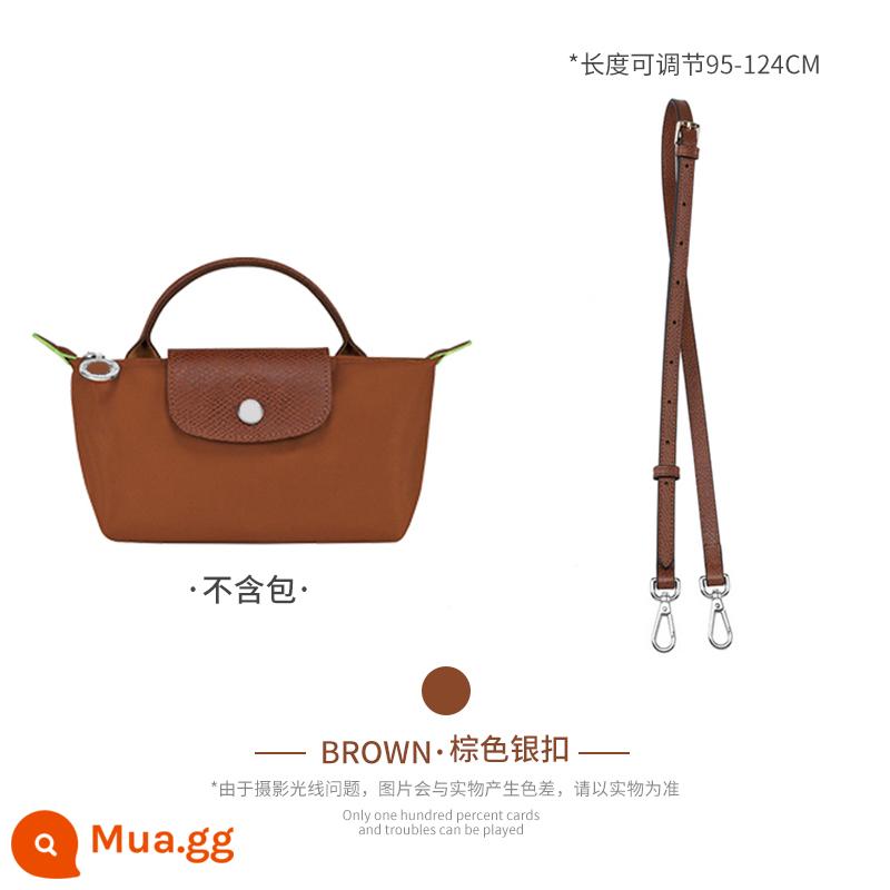 Xưởng thủ công LONGCHAMP chuyển đổi túi mini không cần đục lỗ túi bánh bao nhỏ có dây đeo vai Túi Messenger với phụ kiện mua một lần - Khóa bạc Cognac (lớp da bò đầu tiên) Dây đeo vai 95-124cm được bán riêng