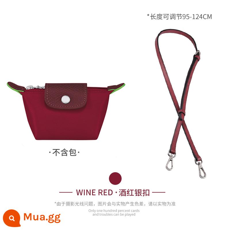 Xưởng thủ công LONGCHAMP chuyển đổi túi mini không cần đục lỗ túi bánh bao nhỏ có dây đeo vai Túi Messenger với phụ kiện mua một lần - Màu đỏ tía (lớp da bò đầu tiên) Dây đeo vai 95-124cm được bán riêng