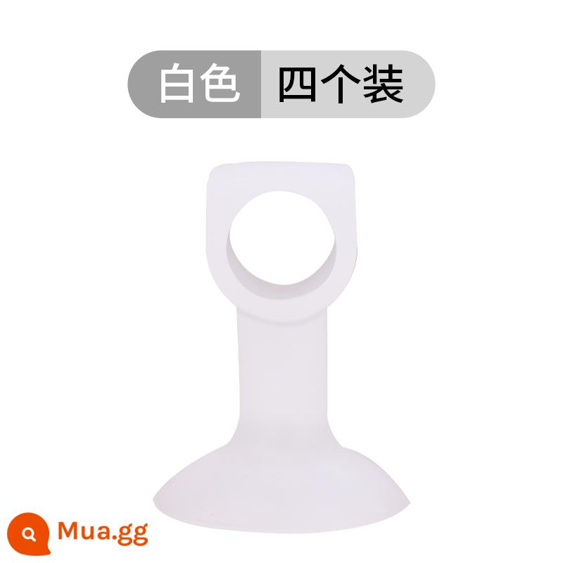 Cửa hút silicone miễn phí đấm cửa phòng trang điểm mới tay cầm phía sau miếng đệm chống va chạm cao su nhựa cửa nhà vệ sinh cảm ứng cửa hút - Màu trắng (gói 4 cái)