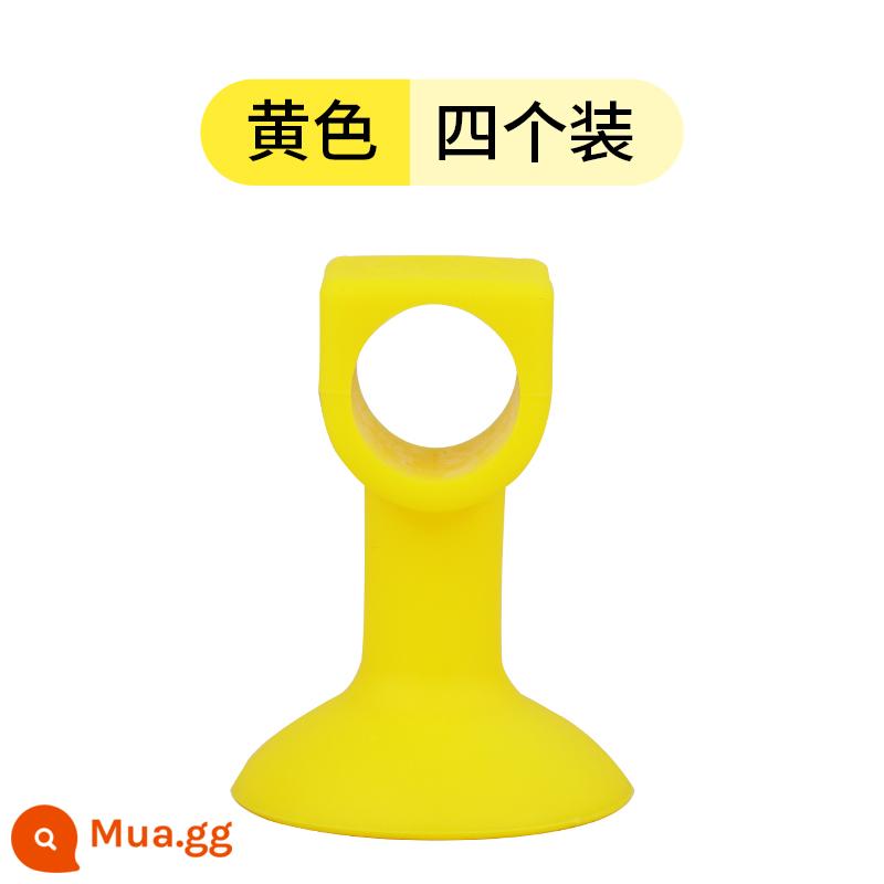 Cửa hút silicone miễn phí đấm cửa phòng trang điểm mới tay cầm phía sau miếng đệm chống va chạm cao su nhựa cửa nhà vệ sinh cảm ứng cửa hút - Màu vàng (gói 4 cái)