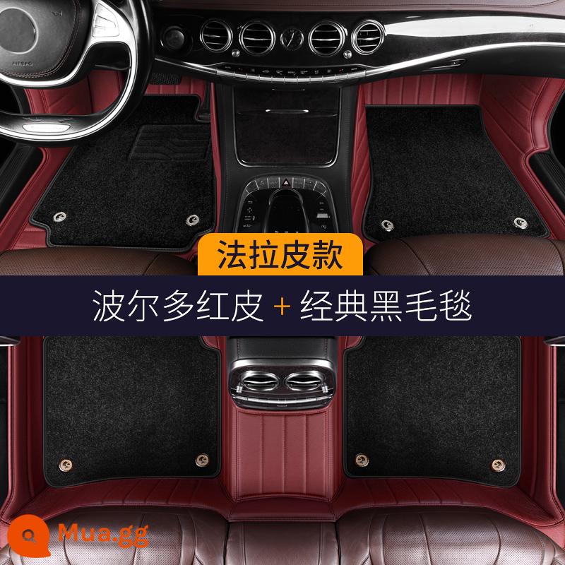 Thảm lót sàn ô tô Mercedes-Maybach s450l e300l s400 gle350gls450glc260l - Da Fara (2 lớp) - Đỏ Bordeaux + đen