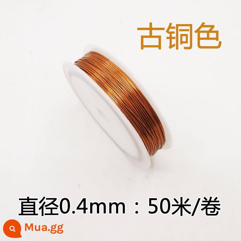 Handmade DIY mềm mỏng dây sắt 0.3mm 0.4mm 0.5mm móc sợi hoa hồng chất liệu màu dây ràng buộc miễn phí vận chuyển - Đồng 0,4mm * 50m