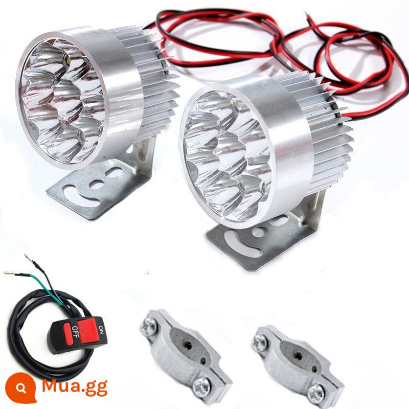 Xe máy 12V 4 bánh xe điện 60 đèn phòng khách siêu sáng 96V sửa đổi đèn pha đa năng ánh sáng mạnh chống thấm nước 48LED đèn - 9 hạt (đánh dấu) 2 miếng + 2 kẹp ống 1 công tắc