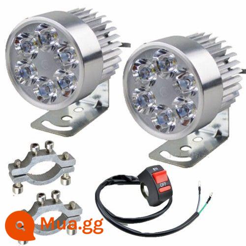 Xe máy 12V 4 bánh xe điện 60 đèn phòng khách siêu sáng 96V sửa đổi đèn pha đa năng ánh sáng mạnh chống thấm nước 48LED đèn - 6 hạt (đánh dấu) 2 miếng + 2 kẹp ống 1 công tắc