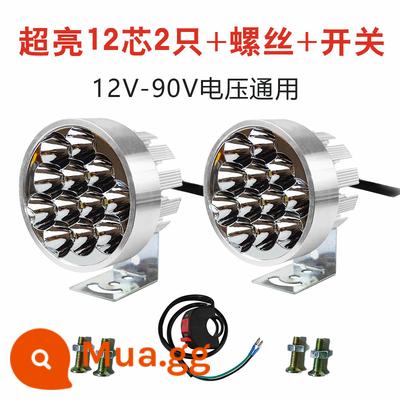 Xe máy 12V 4 bánh xe điện 60 đèn phòng khách siêu sáng 96V sửa đổi đèn pha đa năng ánh sáng mạnh chống thấm nước 48LED đèn - 12 hạt (đánh dấu) 2 miếng + 1 công tắc + vít