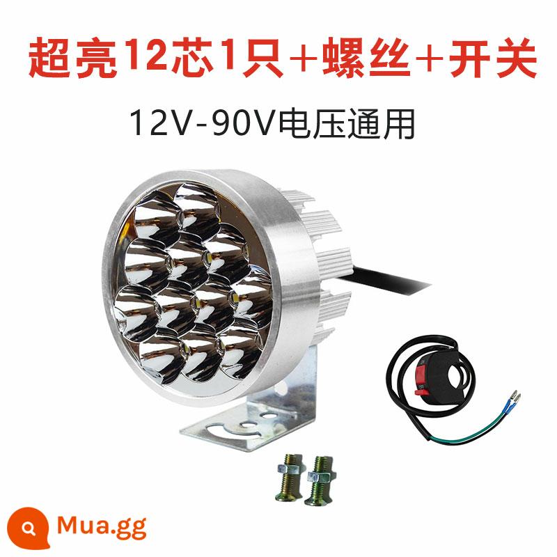 Xe máy 12V 4 bánh xe điện 60 đèn phòng khách siêu sáng 96V sửa đổi đèn pha đa năng ánh sáng mạnh chống thấm nước 48LED đèn - 12 hạt (đánh dấu) 1 + công tắc + vít