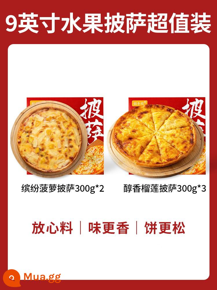 Bánh pizza sầu riêng phô mai đã làm nóng xong bánh pizza đáy ăn liền nướng nhanh bán thành phẩm bánh pizza nồi chiên không khí - 5 phần ăn 9 inch [Set Pizza trái cây]