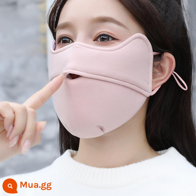 Khẩu trang nữ mùa thu đông vải cotton nguyên chất màu trơn thời trang học sinh dễ thương chống lạnh ấm người lớn khẩu trang nam hợp thời trang - Màu đơn mở mùa thu đông hồng