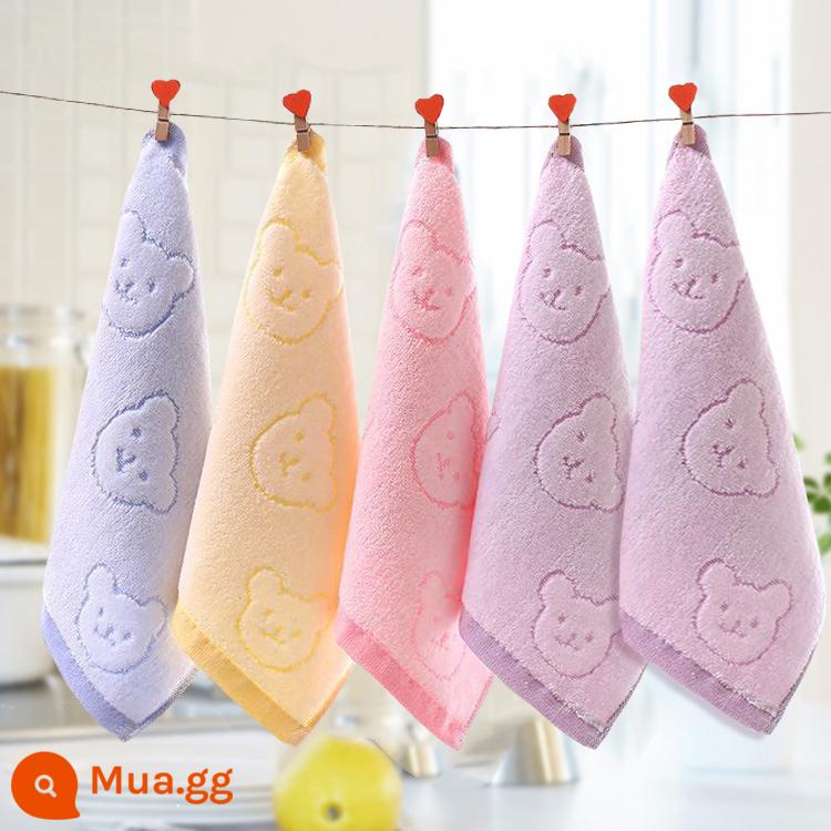 Khăn nhỏ cotton nguyên chất khăn mặt hộ gia đình người lớn khăn lau tay cho bé mẫu giáo khăn vuông mềm thấm nước bọt khăn - [5 Gói] Phong Cách Động Vật Màu Tím 2 + 1 Mỗi Cái