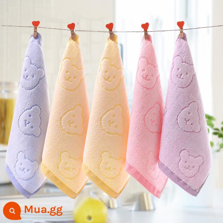 Khăn nhỏ cotton nguyên chất khăn mặt hộ gia đình người lớn khăn lau tay cho bé mẫu giáo khăn vuông mềm thấm nước bọt khăn - [5 Gói] Phong Cách Động Vật Màu Vàng 2 + 1 Mỗi Cái