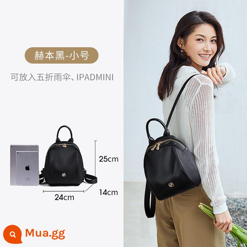 Leif Bee Ba Lô Nữ 2022 Mới Du Lịch Mini Túi Nhỏ Thời Trang Thu Đông Oxford Có Túi - [Nhỏ] -Hepburn Black-Logo tròn tinh tế (có thể đựng iPad mini, nhu yếu phẩm hàng ngày)