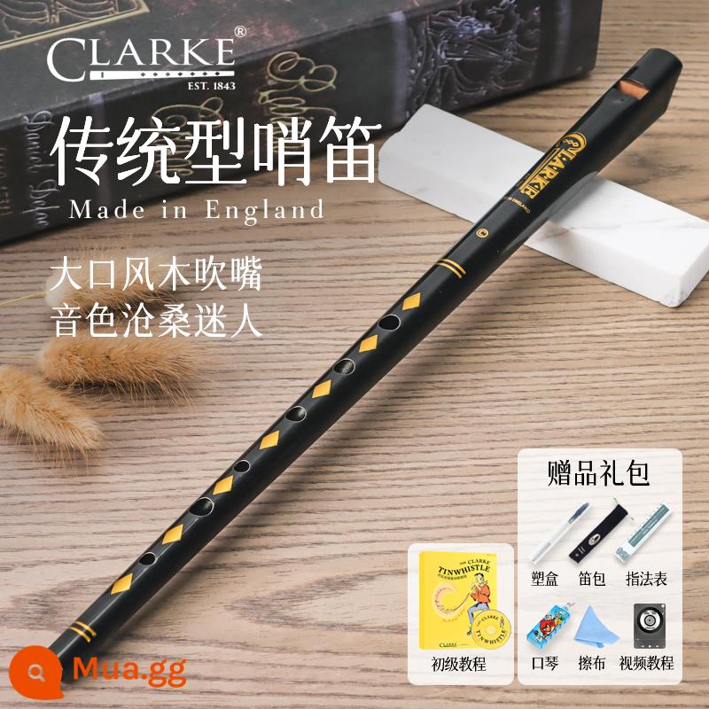 Clarke Clarke Irish Còi Sáo Thiếc Truyền Thống C-Tune D-Tune Thẳng Sáo Kim Loại Nhạc Cụ Nhập Khẩu Của Anh - Tông C đen + hướng dẫn cho người mới bắt đầu