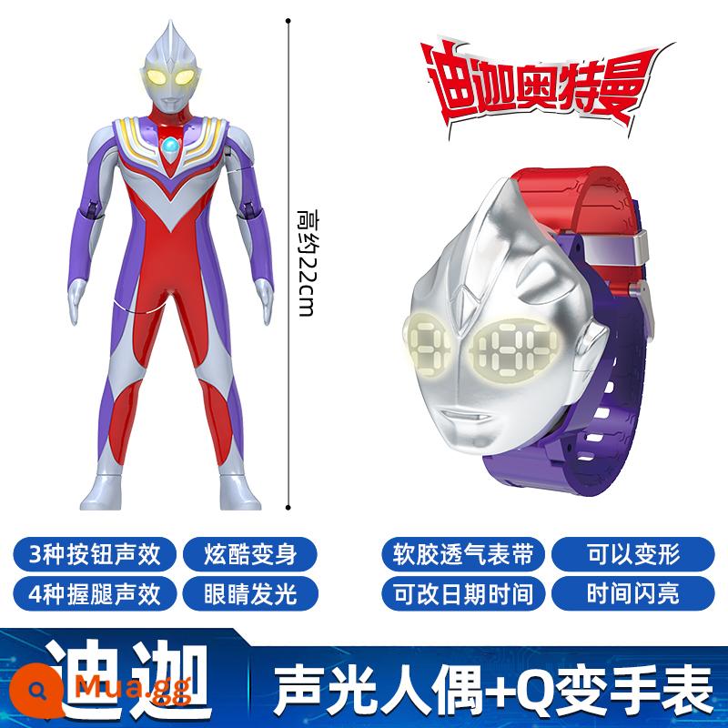 Sáng Tạo Thông Minh Ultraman Đồ Chơi Tiga Trẻ Em Âm Thanh Và Ánh Sáng Búp Bê Vòng Tay Trẻ Em Đồng Hồ Zeta Mẫu Dekai - [Diga] Búp bê âm thanh và ánh sáng + Đồng hồ thay đổi Q