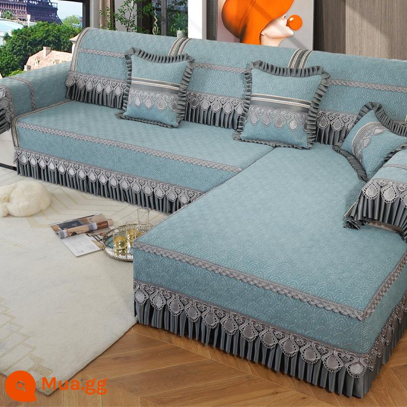 Sofa Đệm Bốn Mùa Đa Năng Phong Cách Bắc Âu Chống Trơn Trượt Dày Ghế Sofa Bao Gồm Tất Cả Đa Năng Bộ Ghế Dài Tùy Chỉnh - Lena—Xanh lục