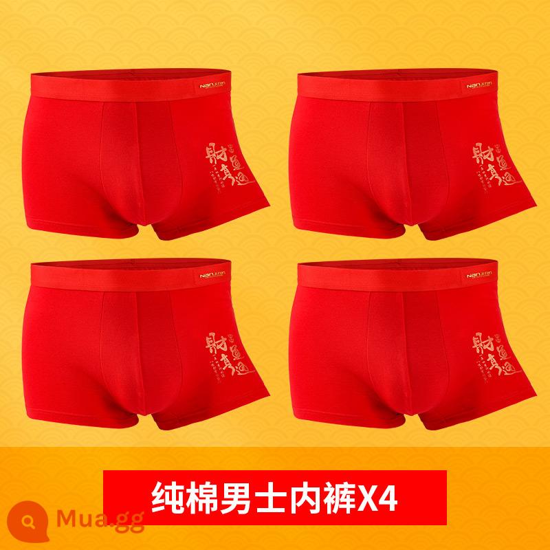 Trung Quốc năm hoàng đạo cotton đỏ quần áo sưởi ấm nam nữ hôn nhân may mắn cung hoàng đạo là năm con thỏ quần áo mùa thu vệ sinh quần phù hợp với mùa đông - Quần lót nam may mắn x4