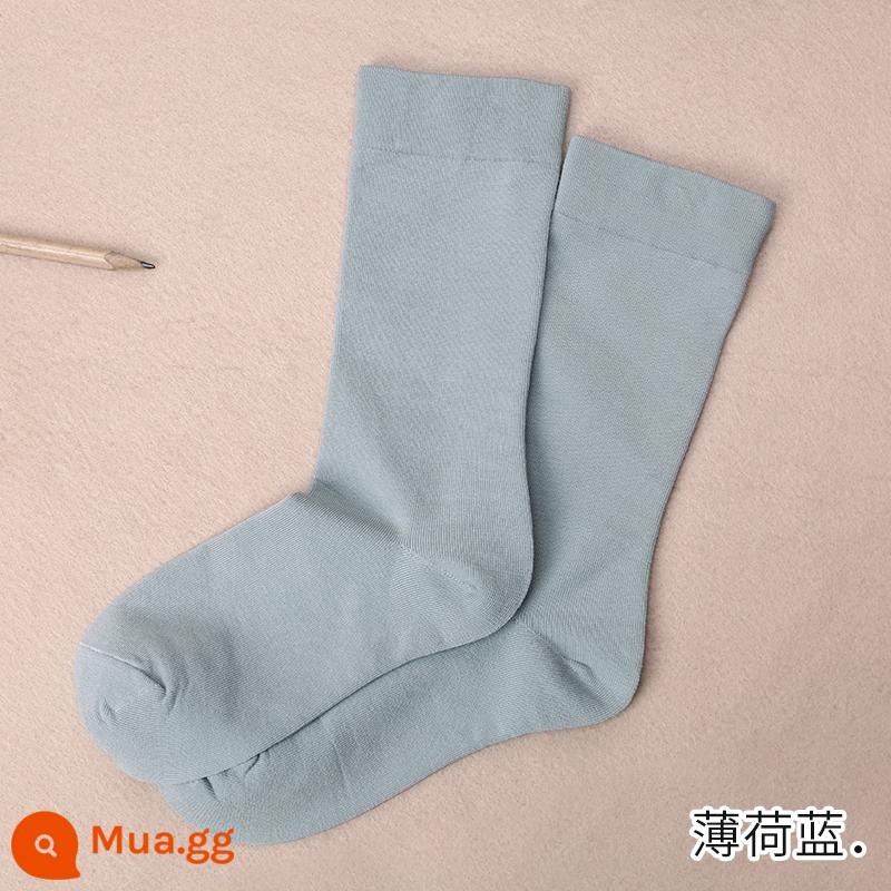 Vớ mùa xuân và mùa hè Trẻ em Into In Tide Mid -Bông màu đỏ Net đa năng đa năng của Nhật Bản Thin Stockings College Style Street Street - Màu xanh bạc hà