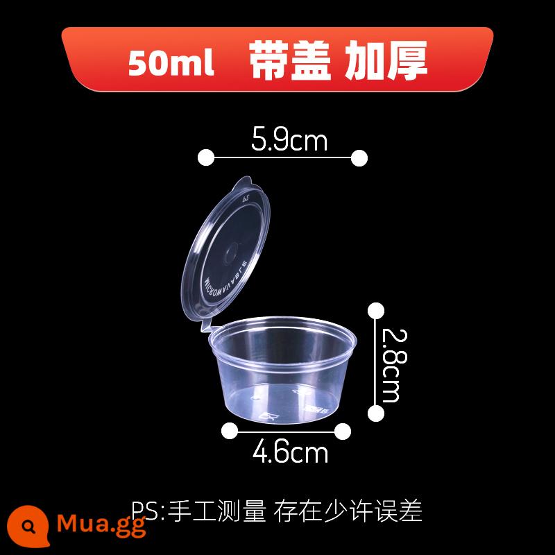 Hộp đóng gói hộp ăn trưa dùng một lần tròn 1000ML thức ăn nhanh hộp nước sốt bát súp có nắp dày hộp ăn trưa mang đi trong suốt - Bộ cốc nước sốt 50ml P2 1000