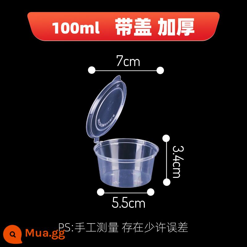 Hộp đóng gói hộp ăn trưa dùng một lần tròn 1000ML thức ăn nhanh hộp nước sốt bát súp có nắp dày hộp ăn trưa mang đi trong suốt - Bộ cốc nước sốt 100ml P4 1000