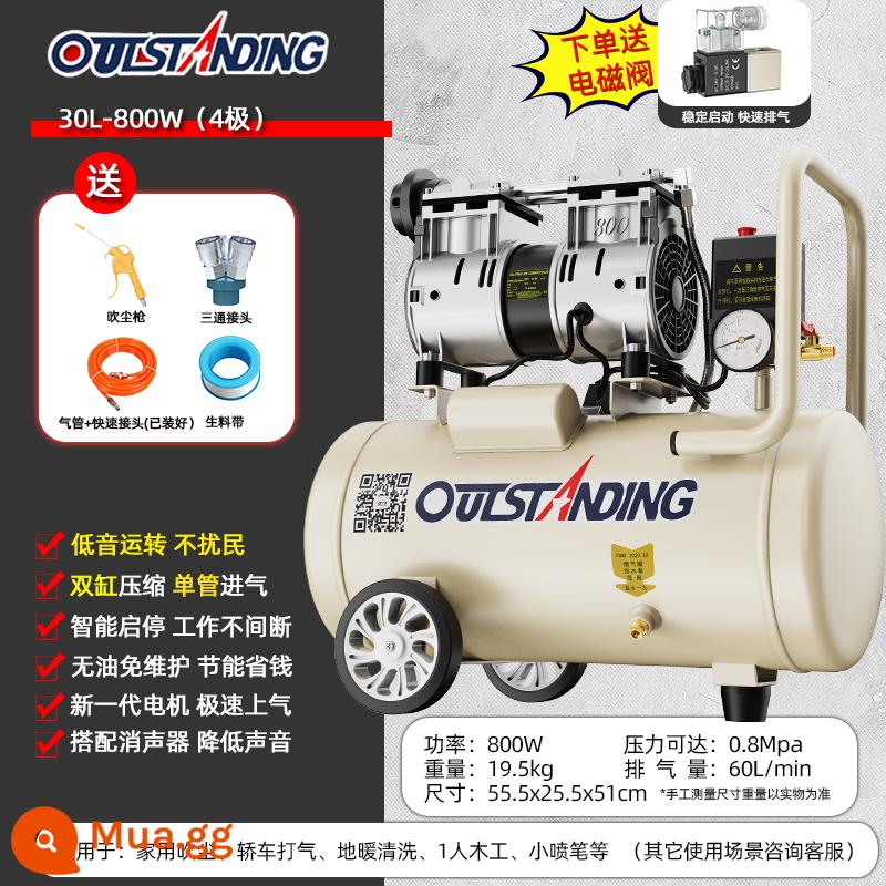 Otus Không Dầu Im Lặng Cao Cấp Không Khí 220V Công Nghiệp Nhỏ Không Khí Di Động Gỗ Không Khí Bơm - 30L [Quiet King] 800W+ van điện từ/quà tặng