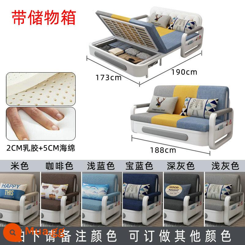 Sofa giường đôi hiện đại tối giản đơn phòng khách đôi căn hộ nhỏ lưu trữ đa chức năng lưu trữ có thể gập lại bằng kính thiên văn - 1,8 mét {mẫu latex} có ghi chú về màu bảo quản